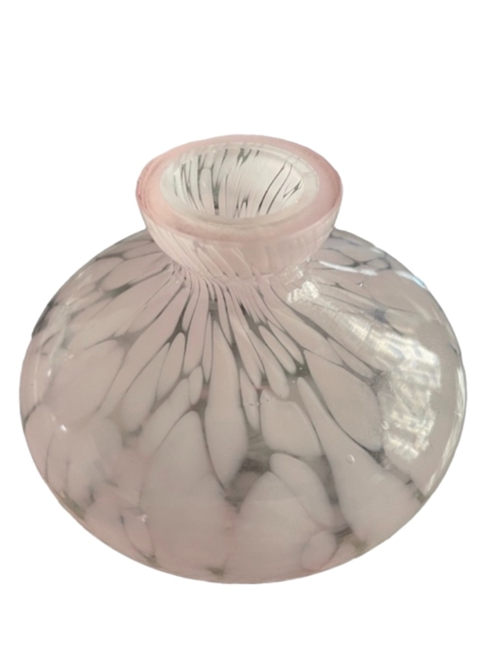 Hand Blown Art Glass Bulbous Pink Speckled Small Vase